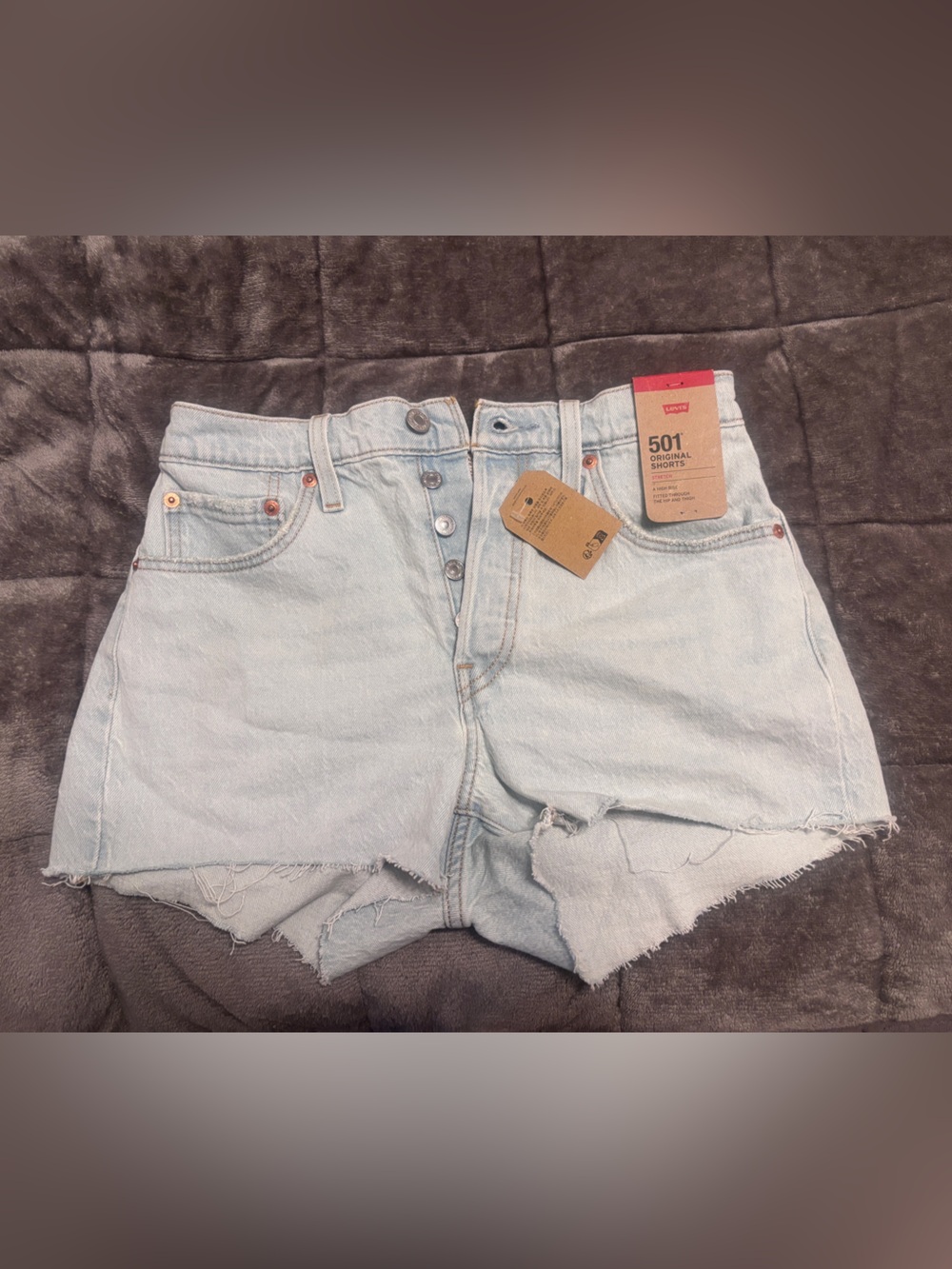 NWT Levi's 501 High-Rise Light Wash Denim Shorts - color Glacial Pace